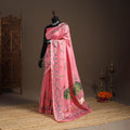 Pink - chanderi silk handpainted pichwai saree 01