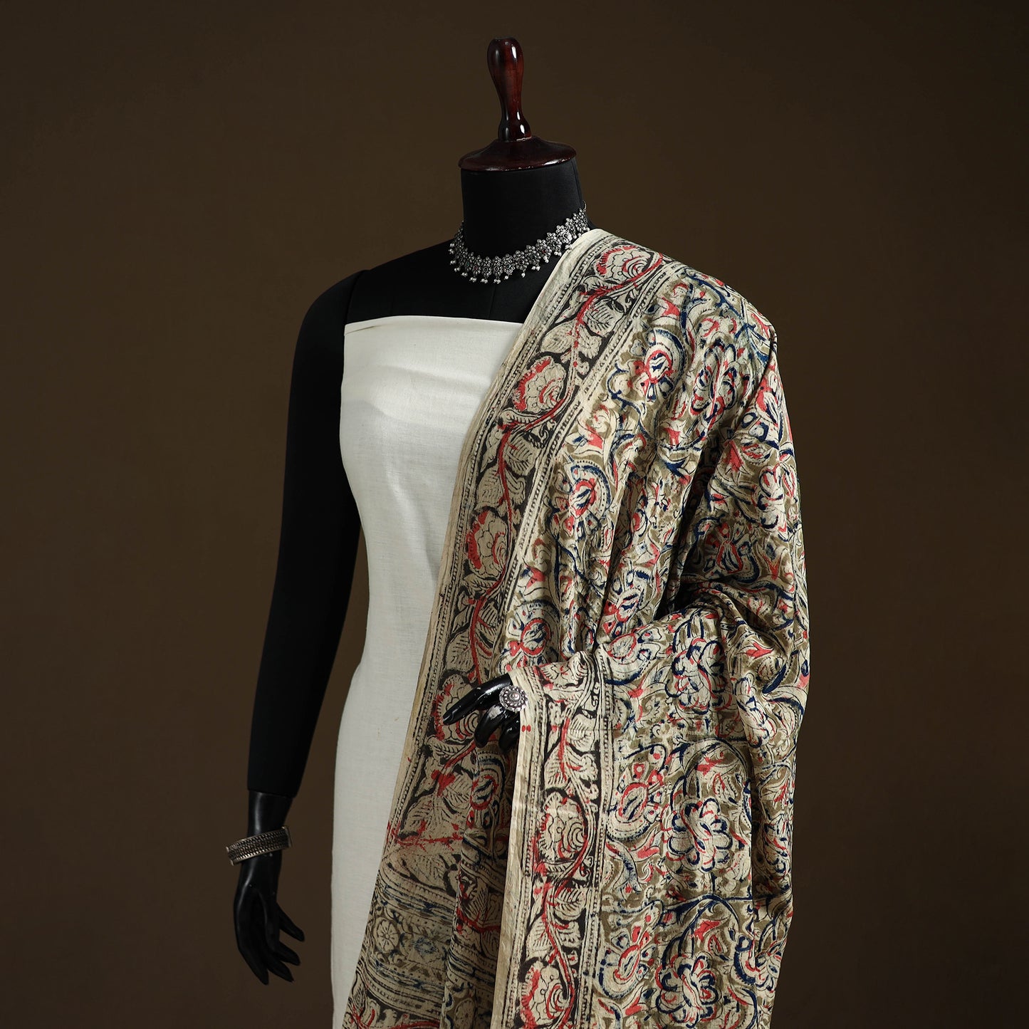 Kalamkari Hand Block Print Natural Dyed Cotton Dupatta 99
