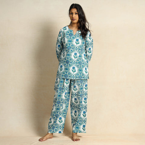 block print night suit