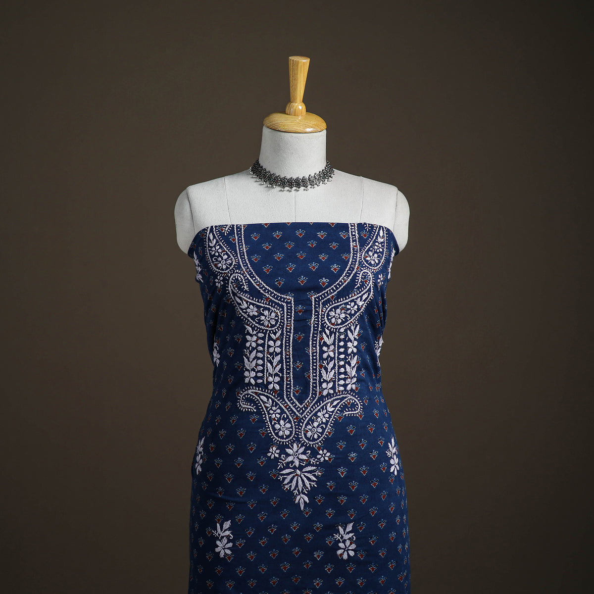 Lucknowi Chikankari Hand Embroidered Cotton Unstitched Kurta Material (2.5M) 39