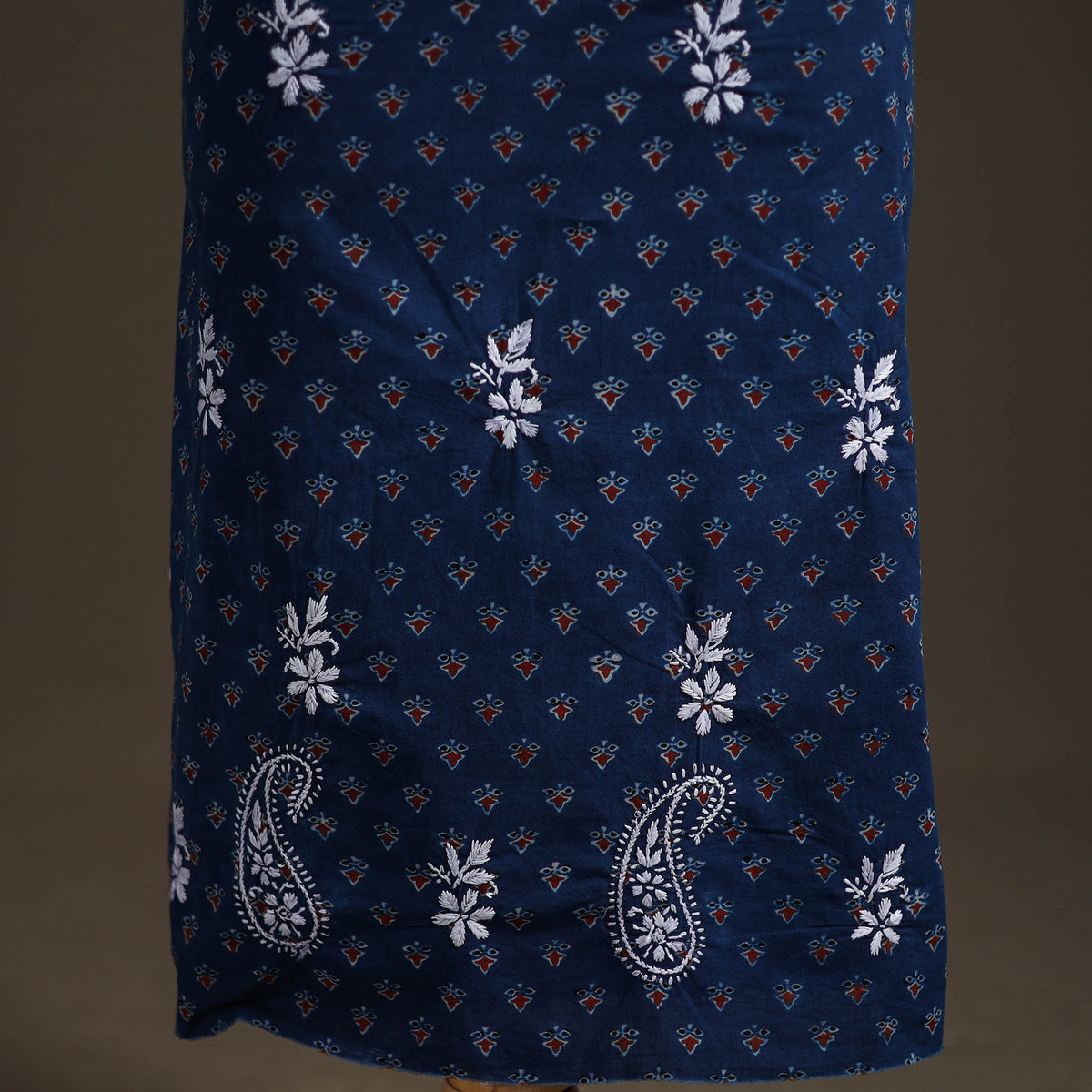 Lucknowi Chikankari Hand Embroidered Cotton Unstitched Kurta Material (2.5M) 39