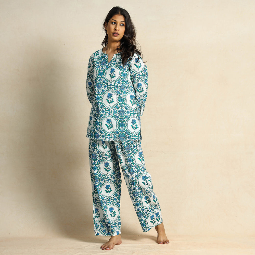 block print night suit