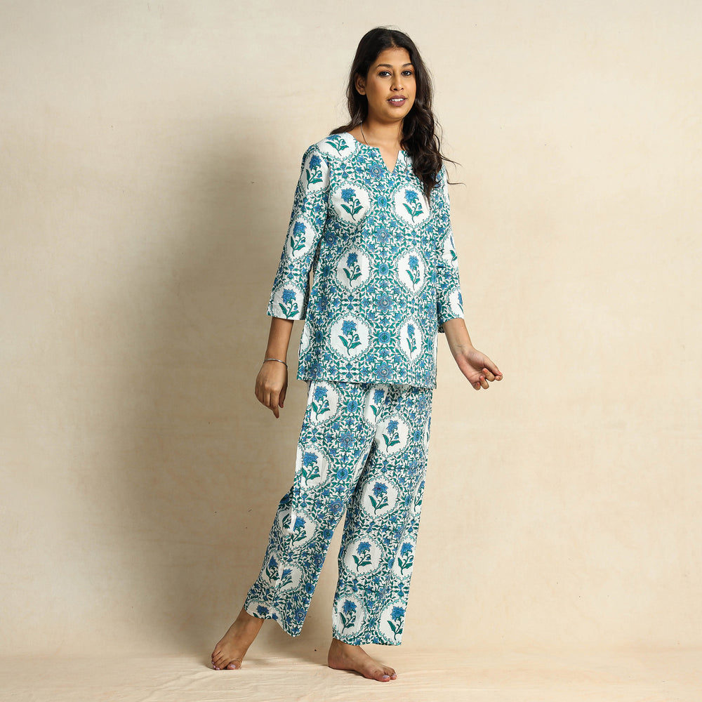 block print night suit