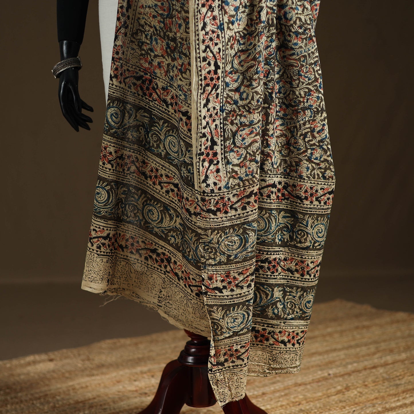 Kalamkari Hand Block Print Natural Dyed Cotton Dupatta 100