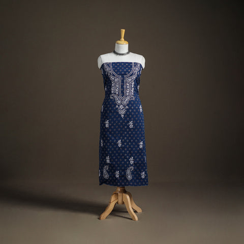 Lucknowi Chikankari Hand Embroidered Cotton Unstitched Kurta Material (2.5M) 39