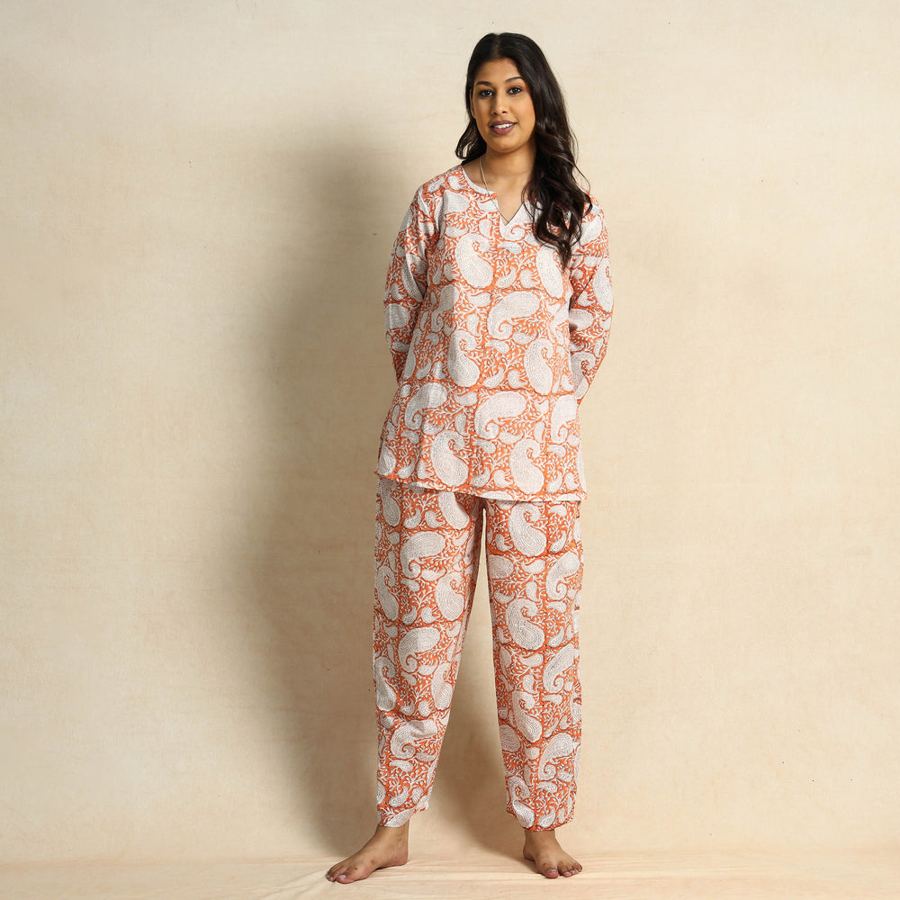 block print night suit