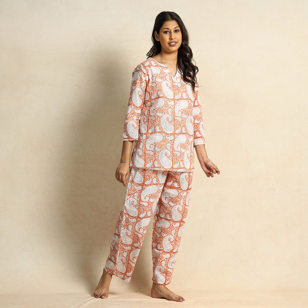 block print night suit