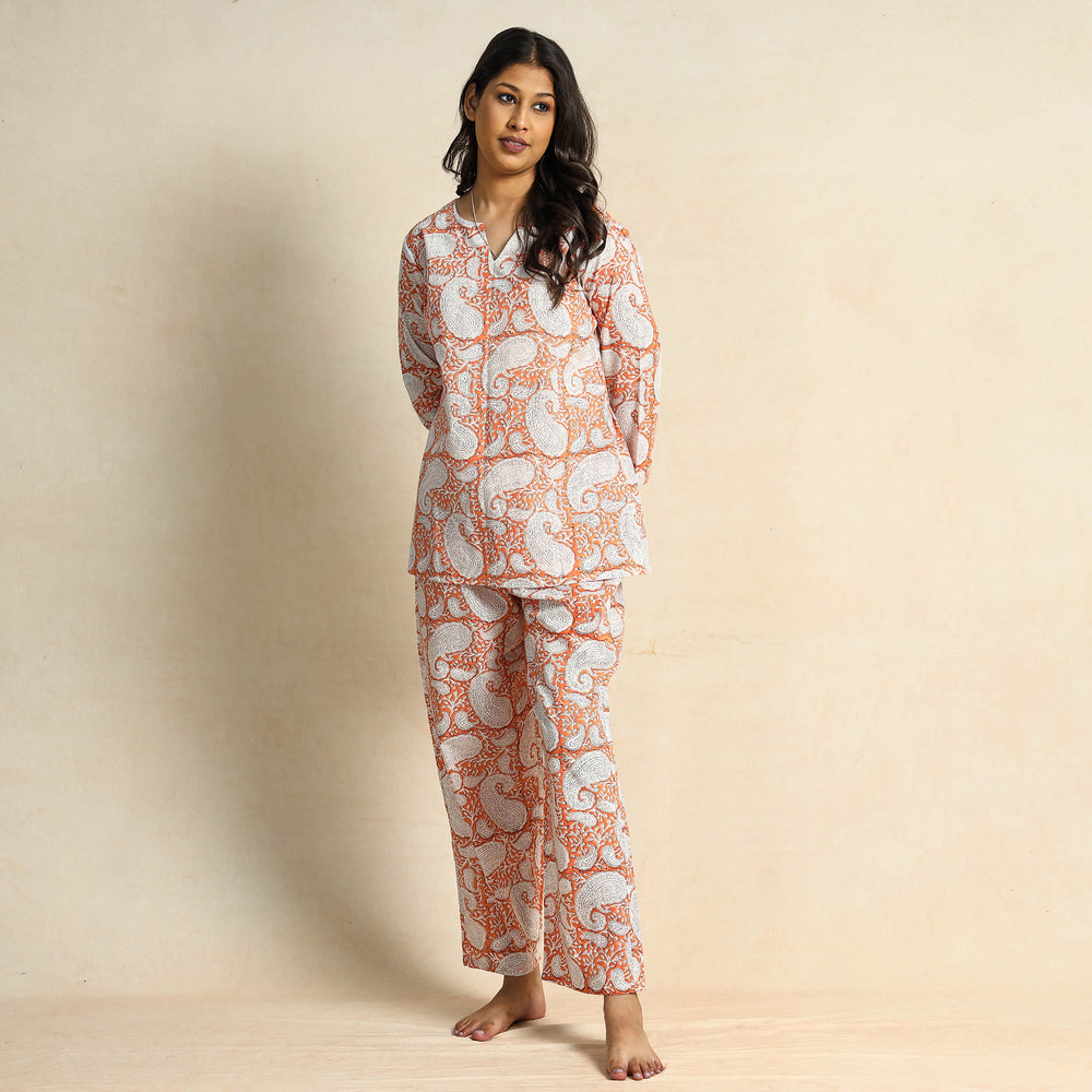 block print night suit