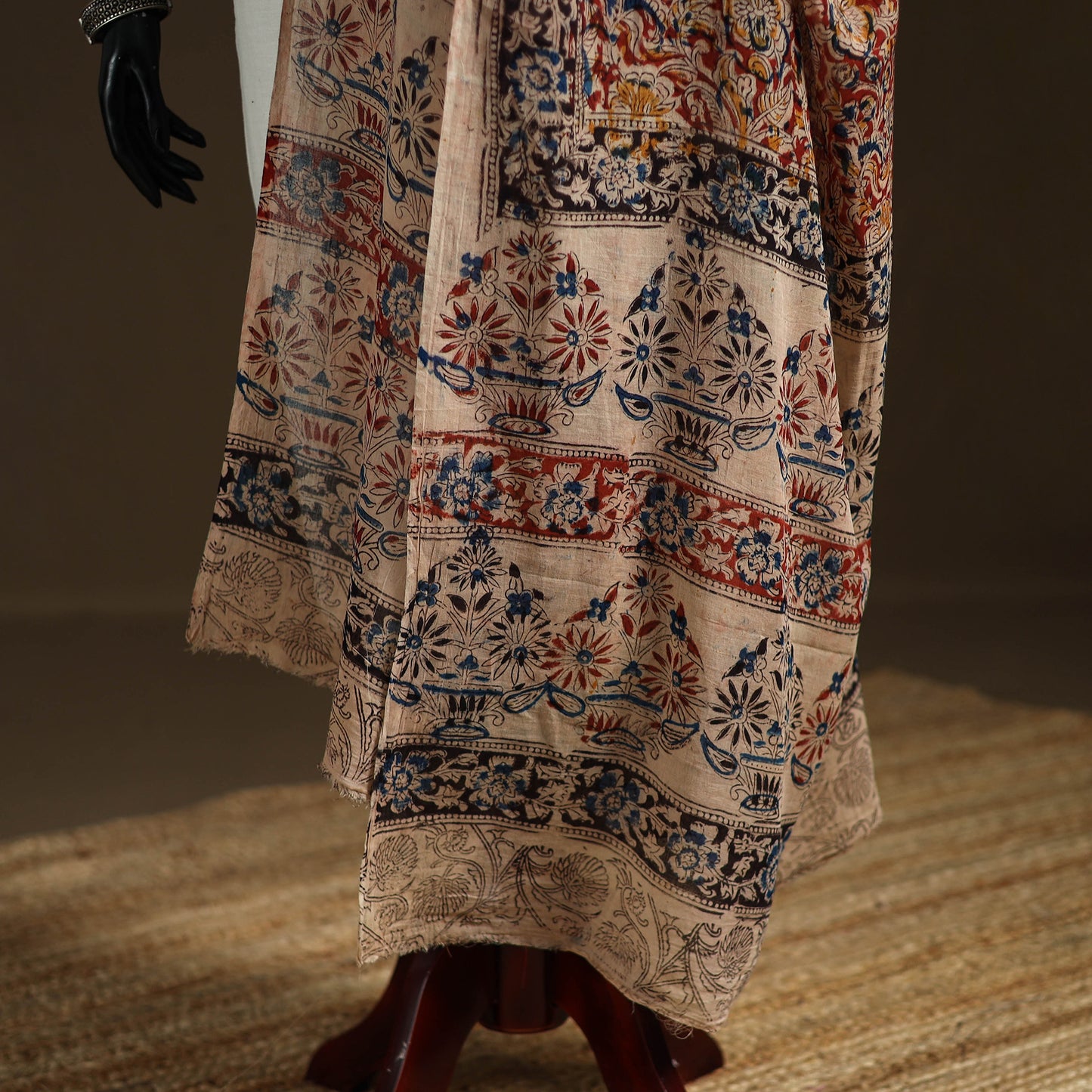 Kalamkari Hand Block Print Natural Dyed Cotton Dupatta 101