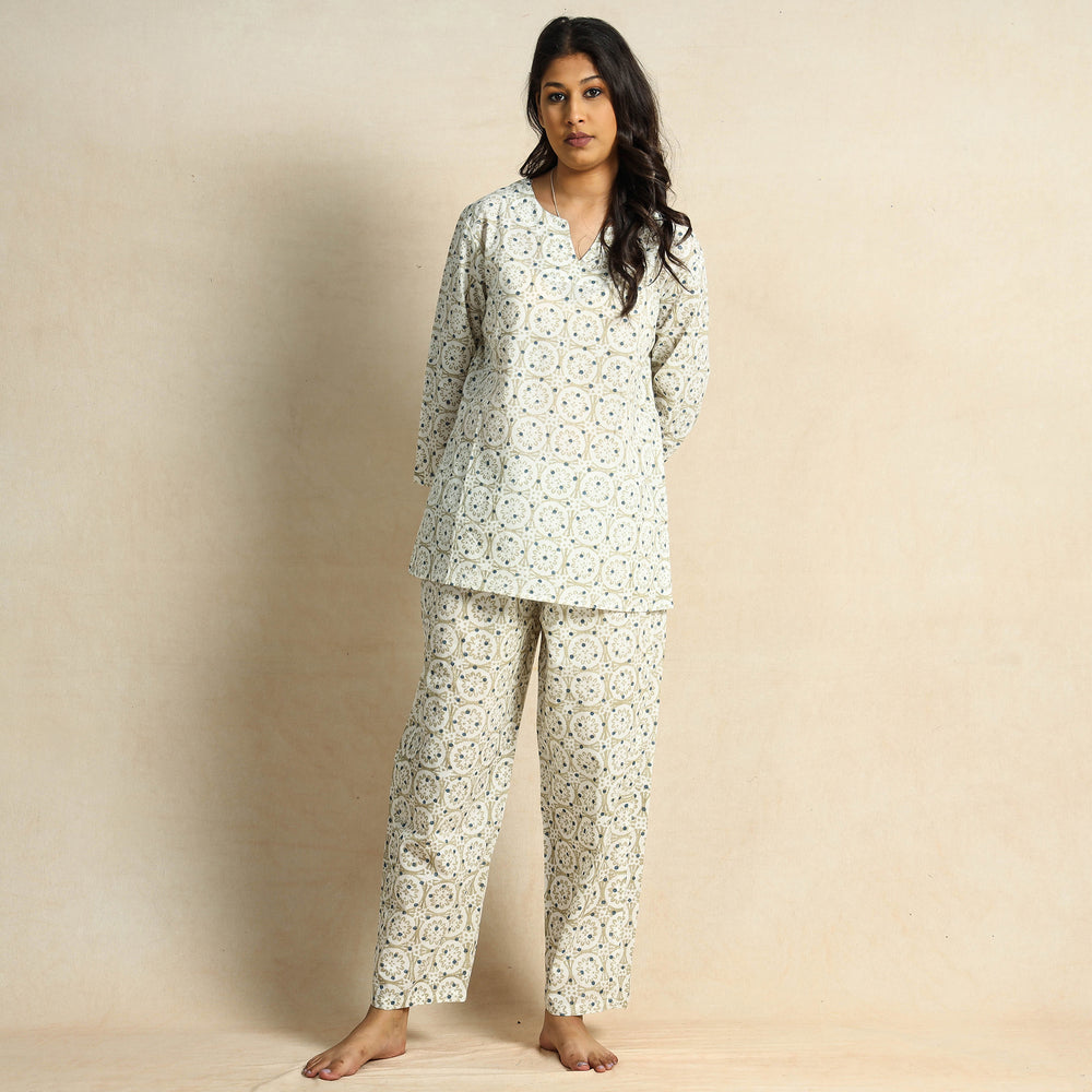 block print night suit