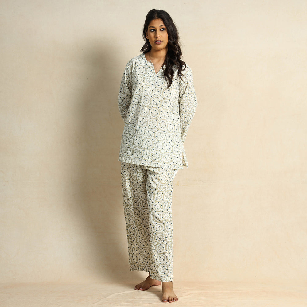 block print night suit