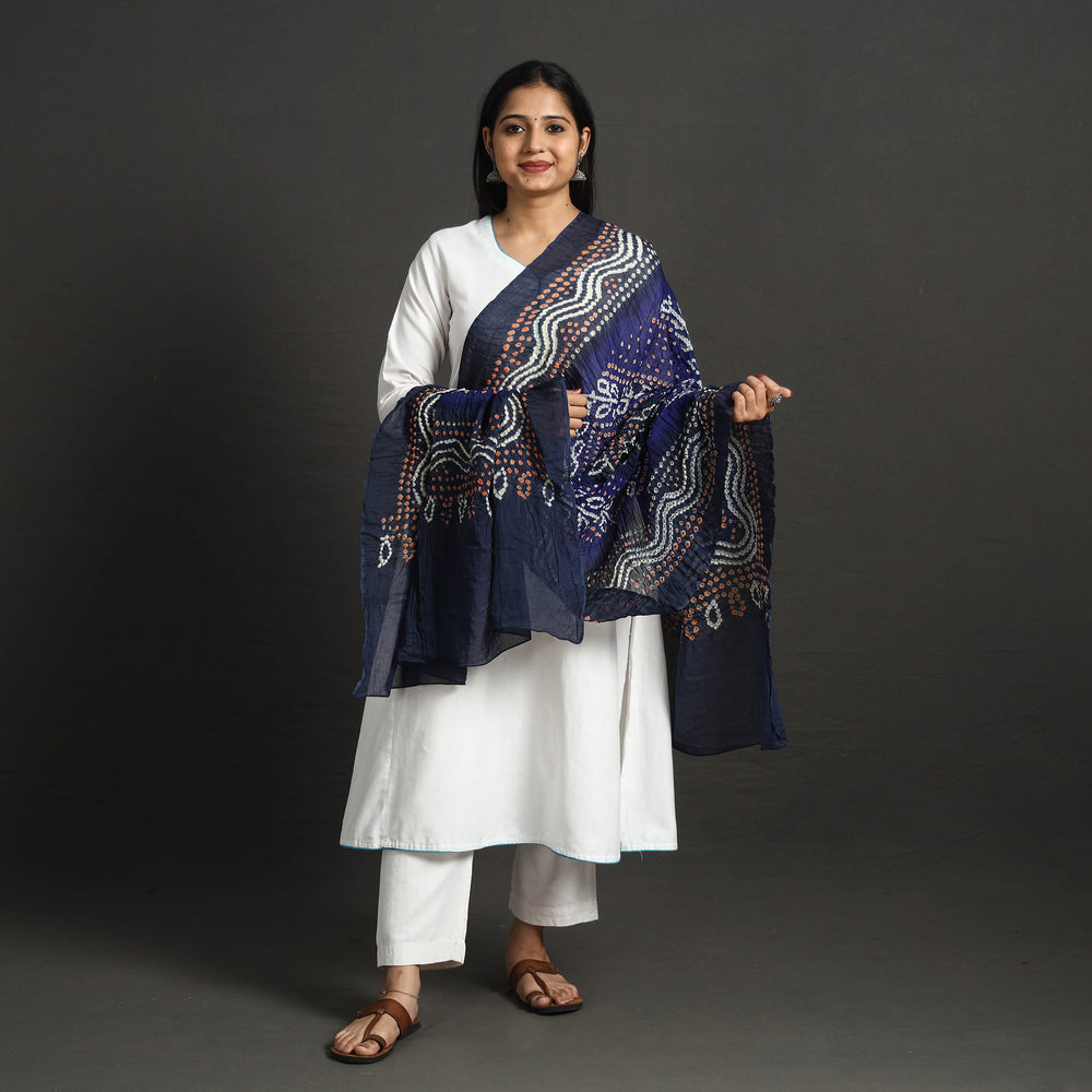 Blue - Kutch Tie-Dye Cotton Bandhani Dupatta 26