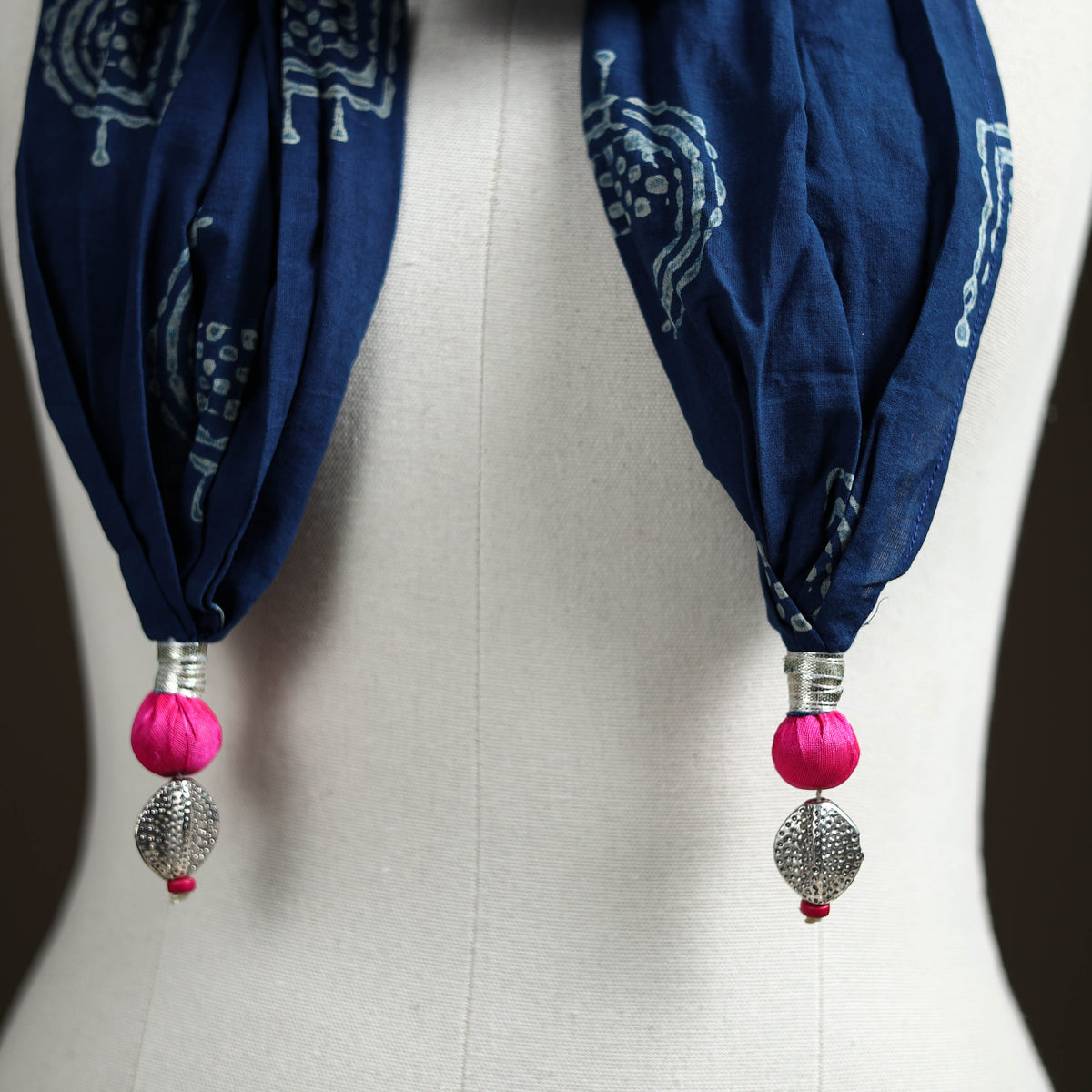 Hand Block Print Scarf With Latkan 19