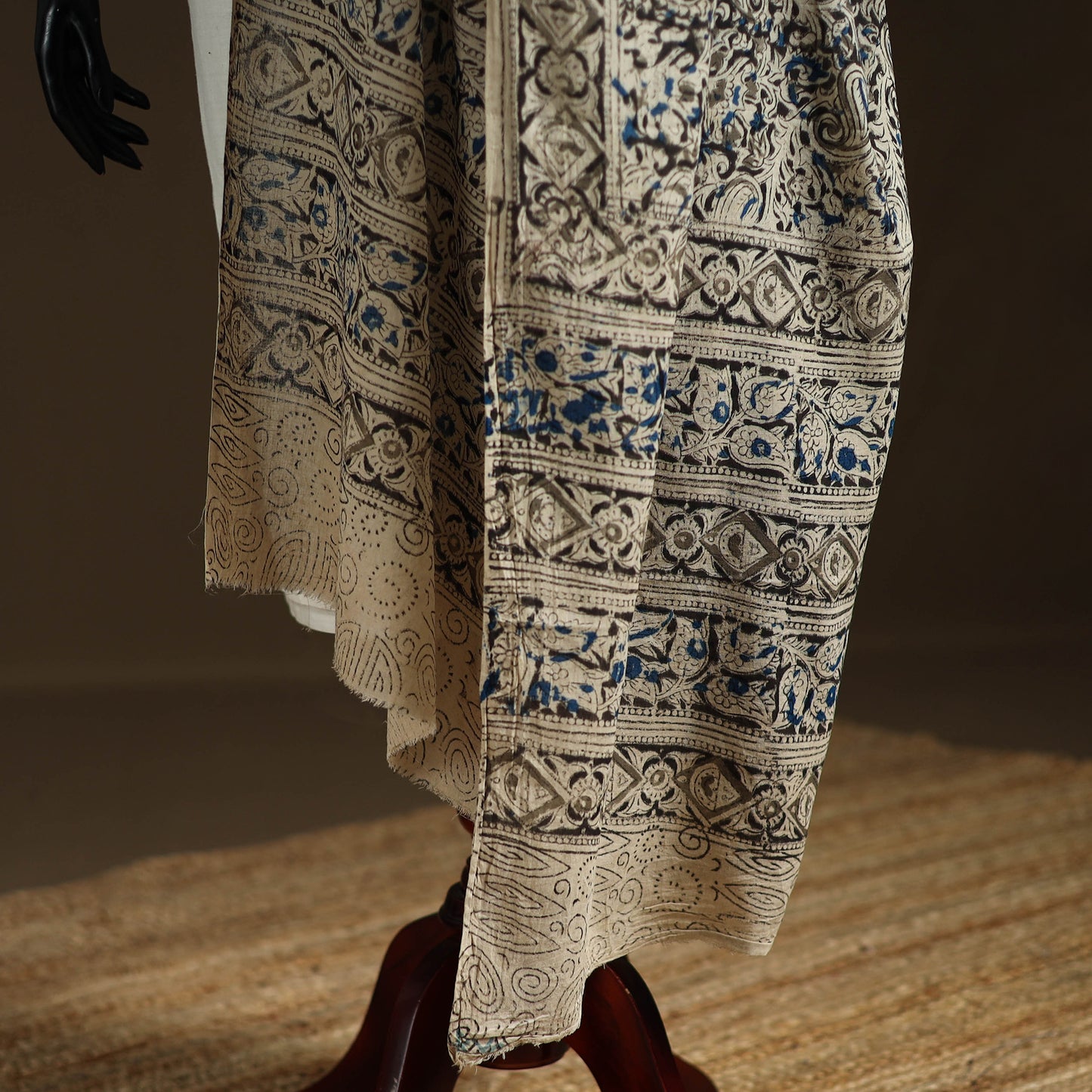 Kalamkari Hand Block Print Natural Dyed Cotton Dupatta 102