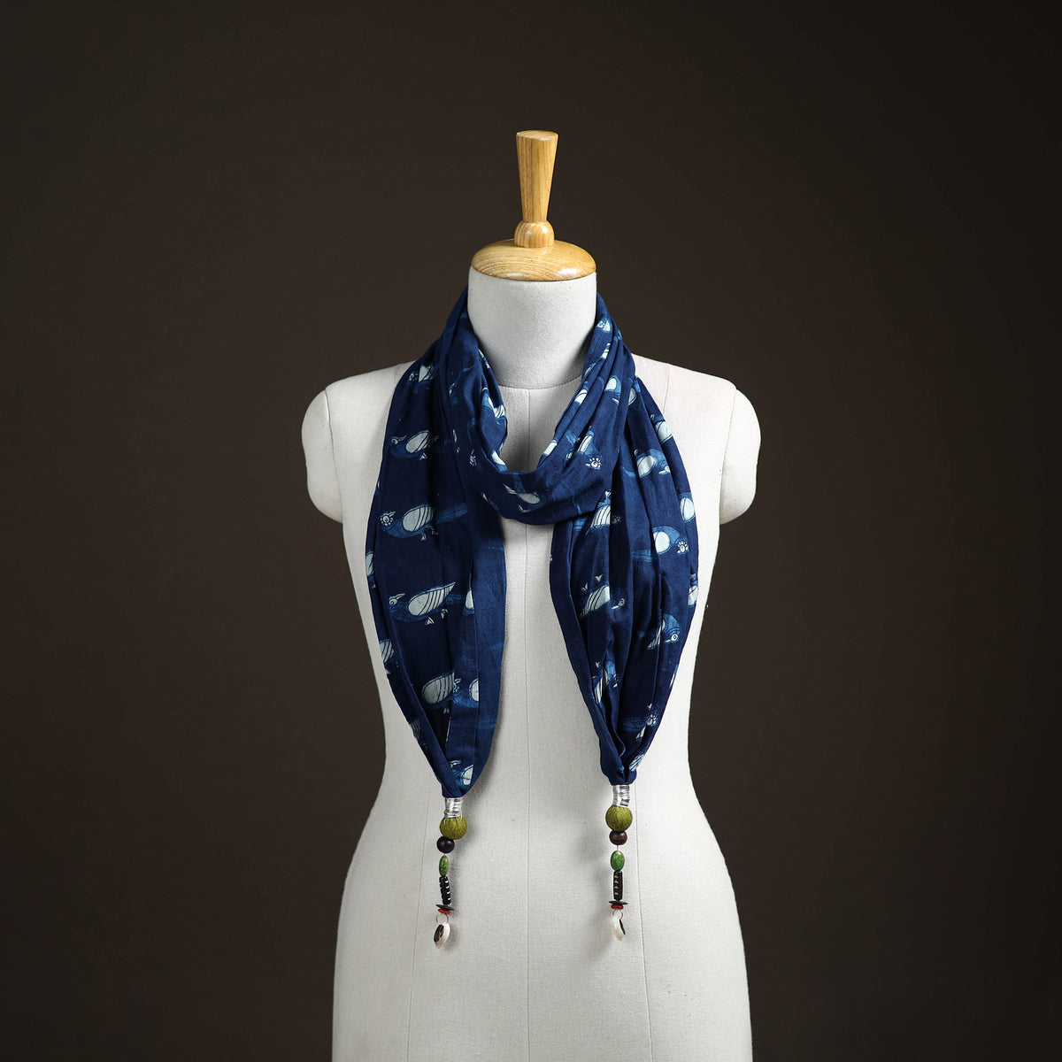 Hand Block Print Scarf With Latkan 20
