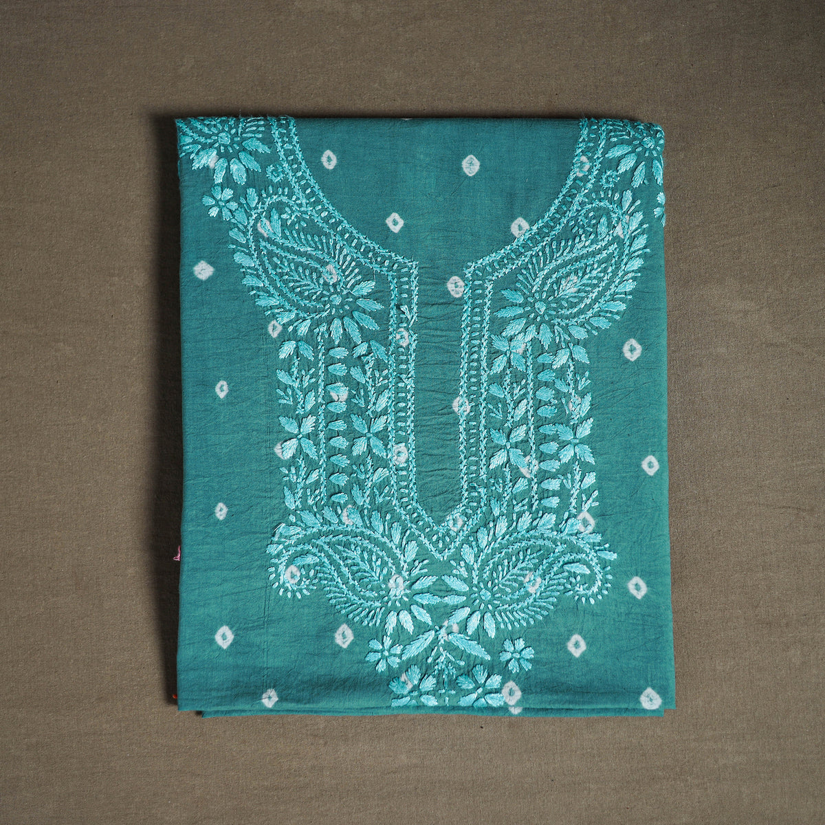 Lucknowi Chikankari Hand Embroidered Cotton Unstitched Kurta Material (2.5M) 01