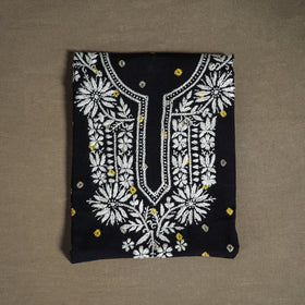 Lucknowi Chikankari Hand Embroidered Cotton Unstitched Kurta Material (2.5M) 02