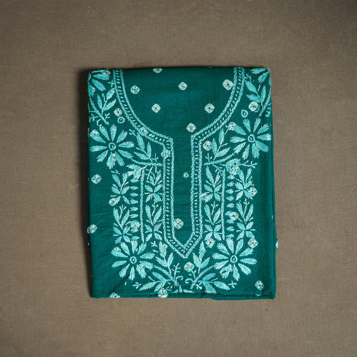 Lucknowi Chikankari Hand Embroidered Cotton Unstitched Kurta Material (2.5M) 03