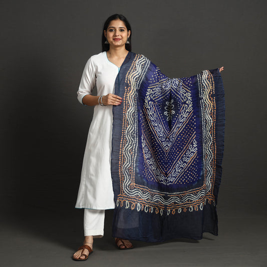 Blue - Kutch Tie-Dye Cotton Bandhani Dupatta 28