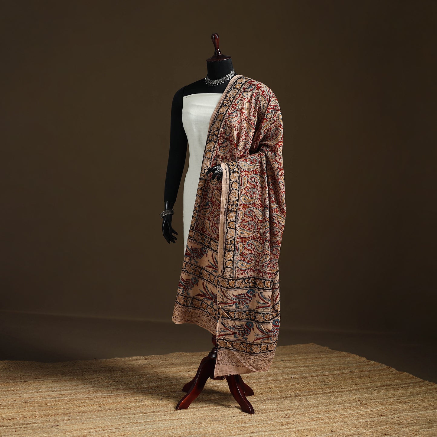 Kalamkari Hand Block Print Natural Dyed Cotton Dupatta 104