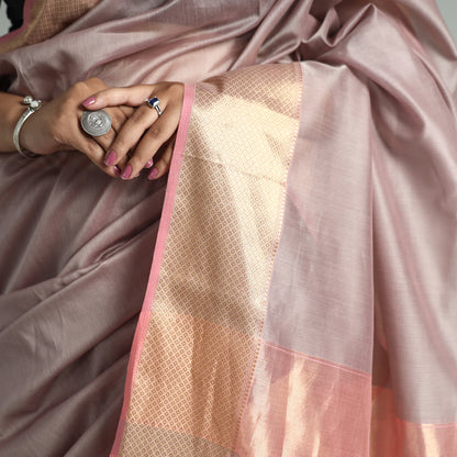 Purple - Traditional Maheshwari Silk Handloom Zari Work Saree 36