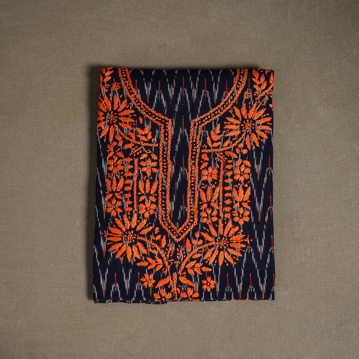 Lucknowi Chikankari Hand Embroidered Cotton Unstitched Kurta Material (2.5M) 08