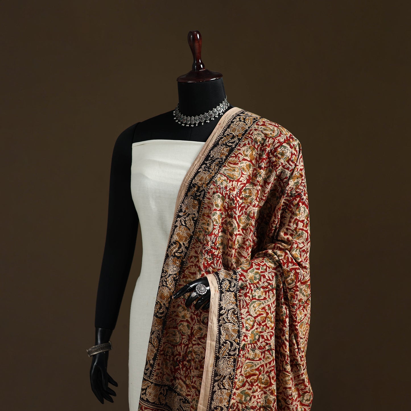 Kalamkari Hand Block Print Natural Dyed Cotton Dupatta 105