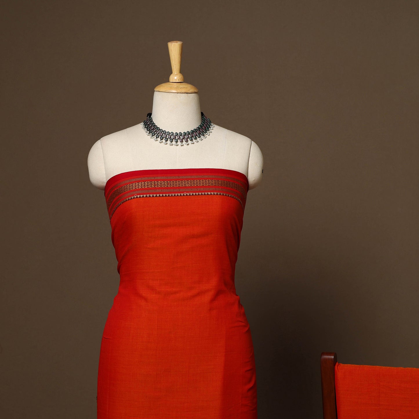 Red - 3pc cotton unstitched dharwad dress material