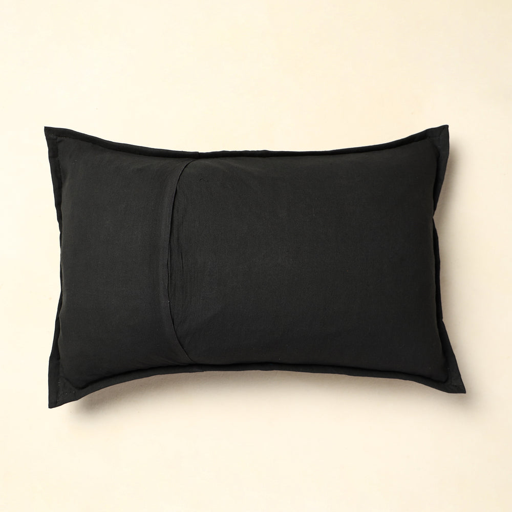 Black - Khambadiya Patchwork Cotton Pillow Cover (24 x 17 in) 01