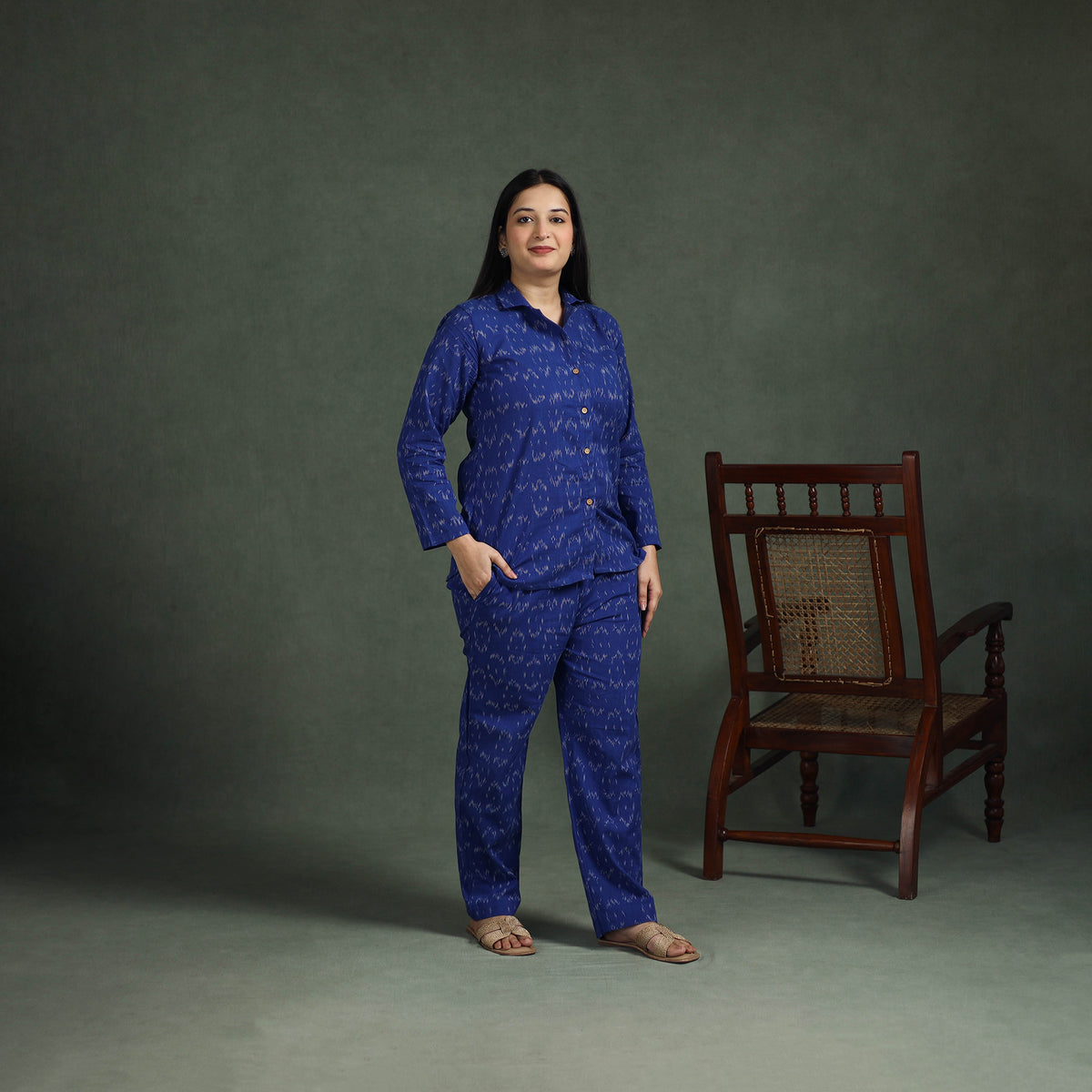 Pochampally Ikat Cotton Night Suit Set for Women 13