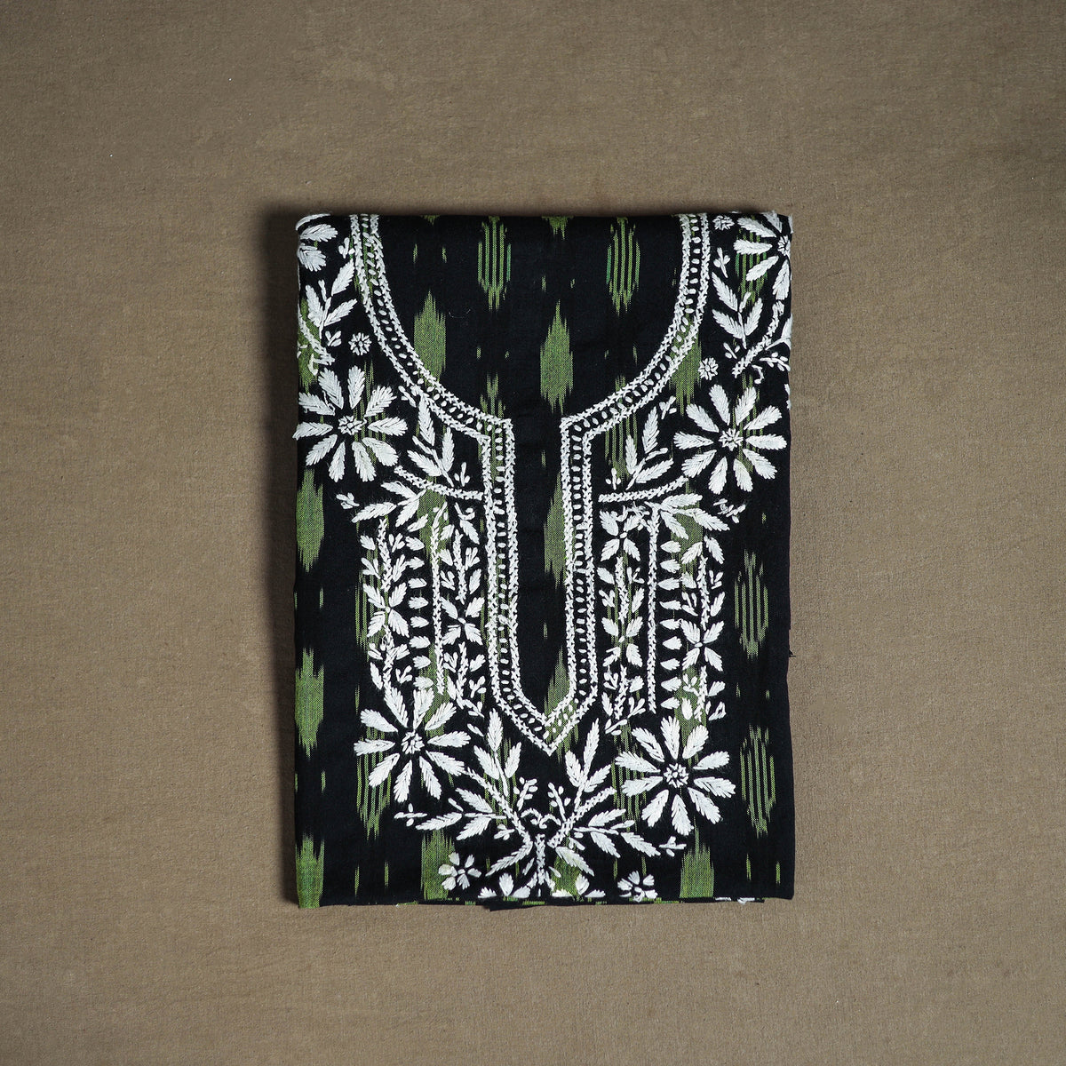 Lucknowi Chikankari Hand Embroidered Cotton Unstitched Kurta Material (2.5M) 12