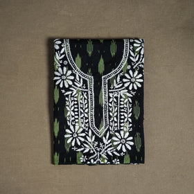 Lucknowi Chikankari Hand Embroidered Cotton Unstitched Kurta Material (2.5M) 12