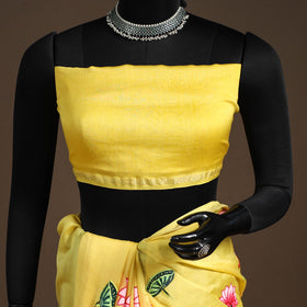 Yellow - chanderi silk handpainted pichwai saree 03
