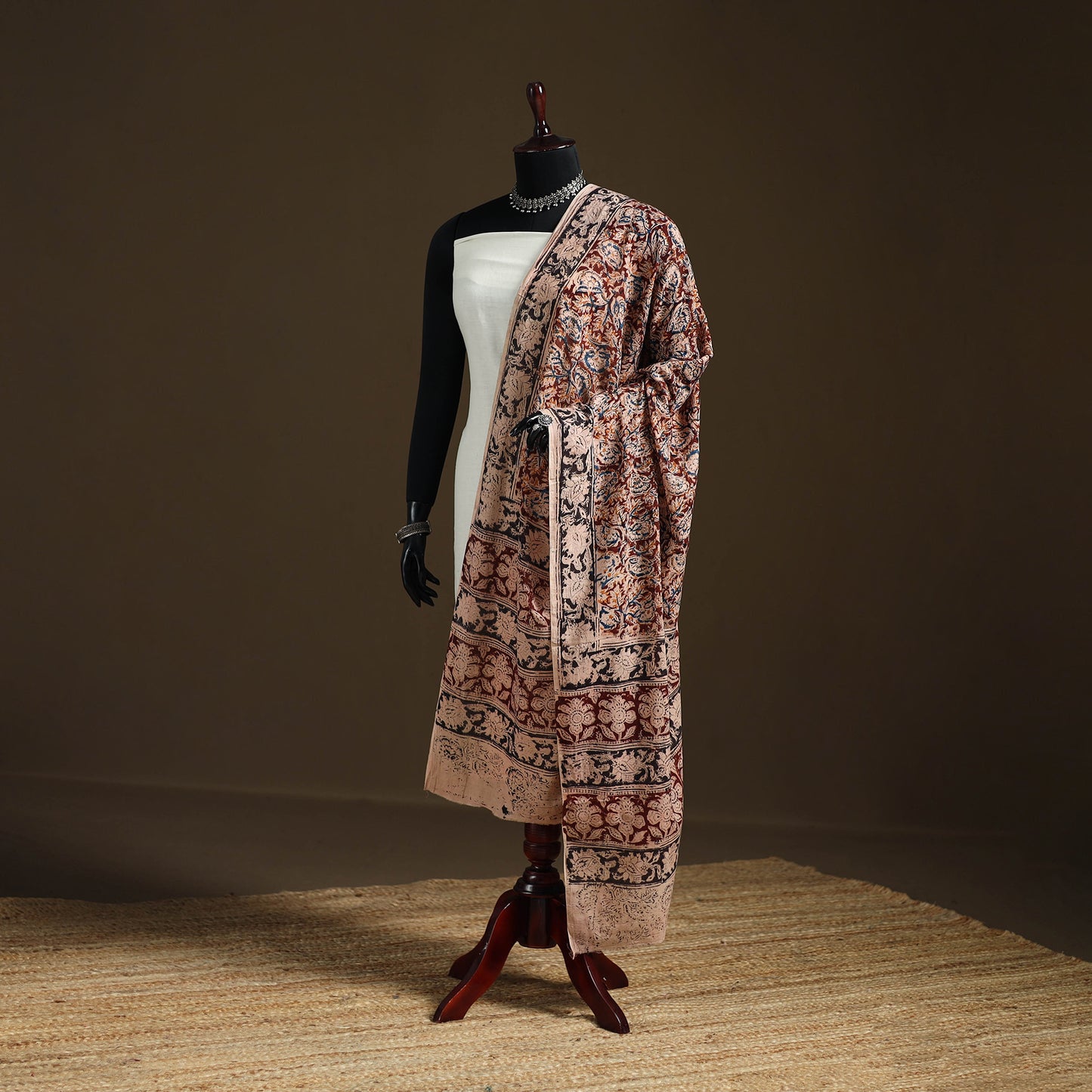 Kalamkari Hand Block Print Natural Dyed Cotton Dupatta 106