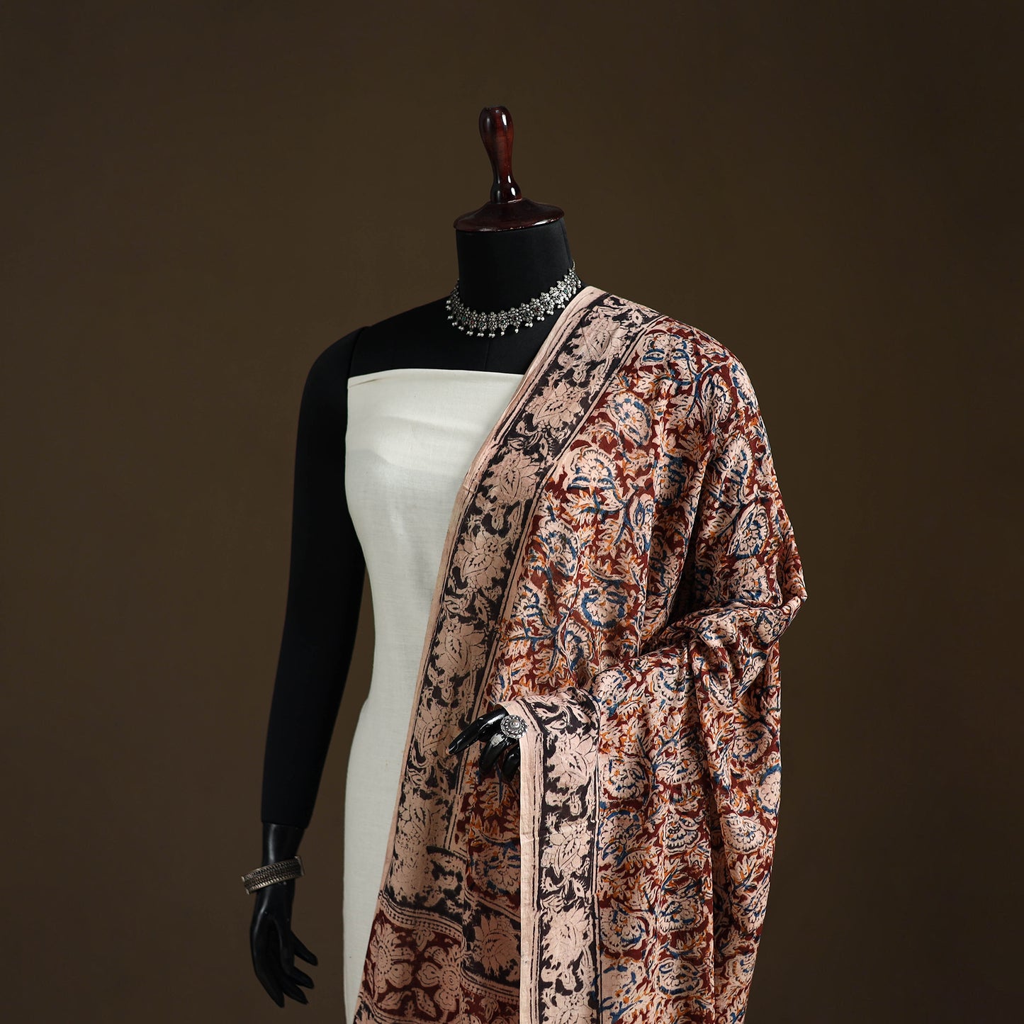 Kalamkari Hand Block Print Natural Dyed Cotton Dupatta 106