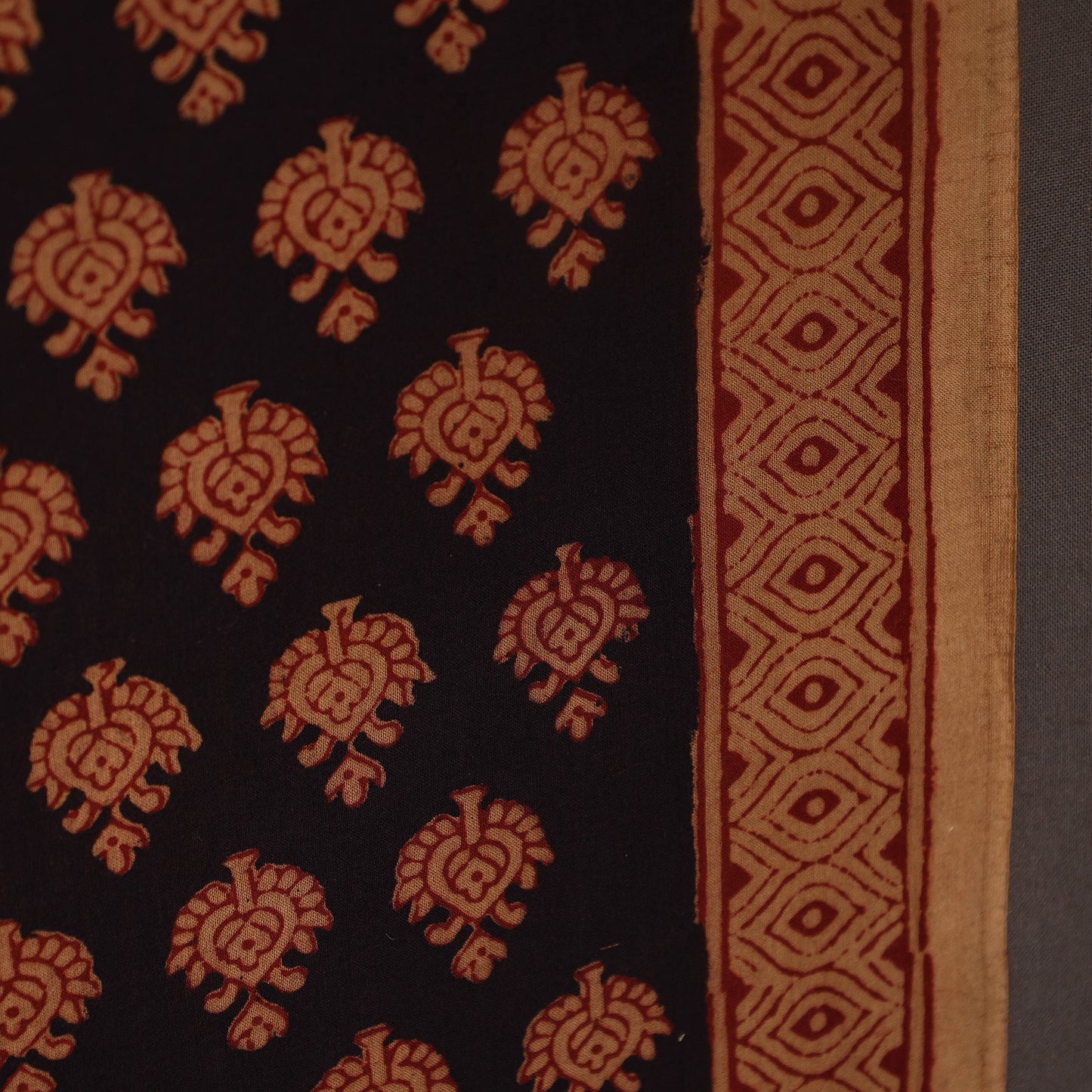 Black - bagh hand natural dyed cotton fabric 08