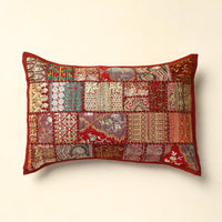 Red - Khambadiya Patchwork Cotton Pillow Cover (24 x 17 in) 03