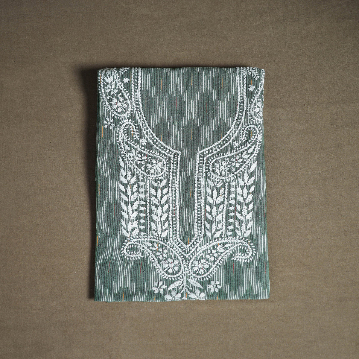 Lucknowi Chikankari Hand Embroidered Cotton Unstitched Kurta Material (2.5M) 15