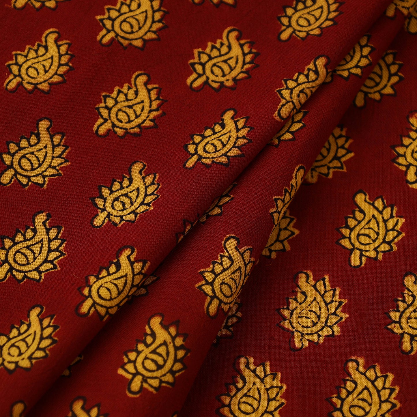 Red Bagh Hand Block Print Natural Dyed Cotton Fabric