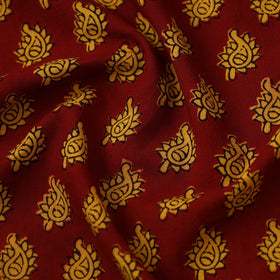 Red Bagh Hand Block Print Natural Dyed Cotton Fabric