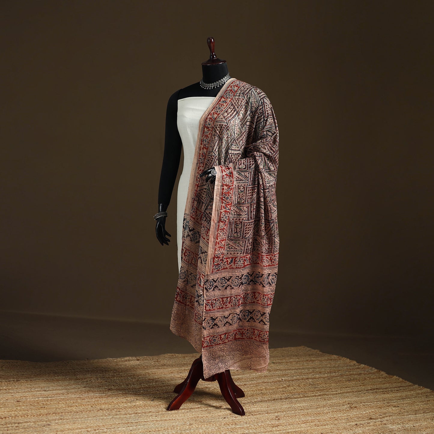 Kalamkari Hand Block Print Natural Dyed Cotton Dupatta 107
