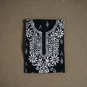 Lucknowi Chikankari Hand Embroidered Cotton Unstitched Kurta Material (2.5M) 17