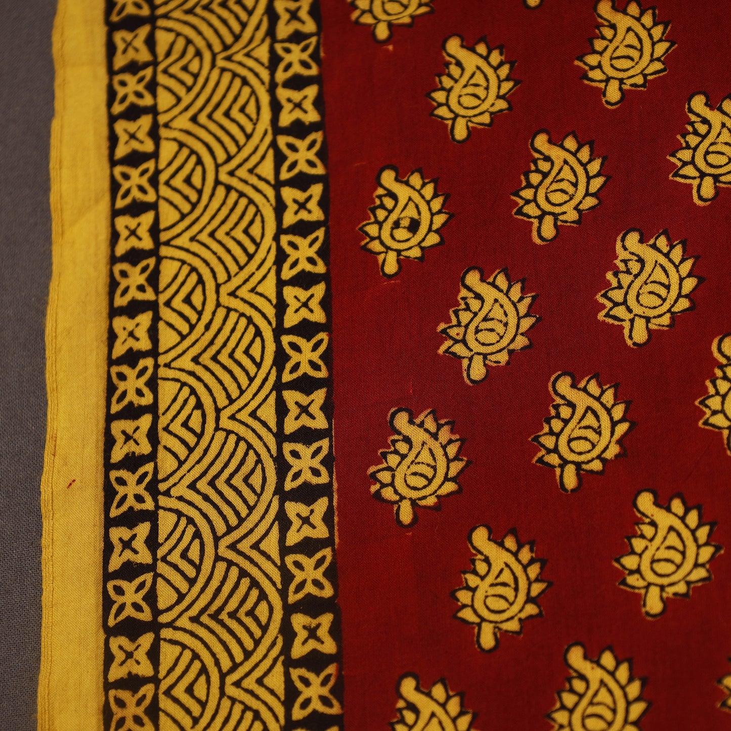Red Bagh Hand Block Print Natural Dyed Cotton Fabric