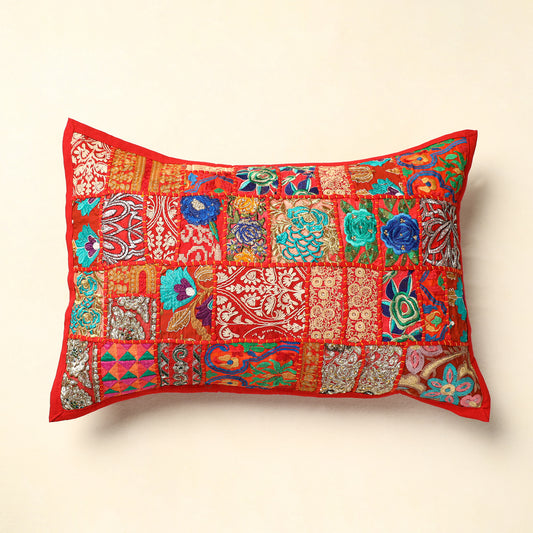 Khambadiya Patchwork Cotton Pillow Cover (24 x 17 in) 04