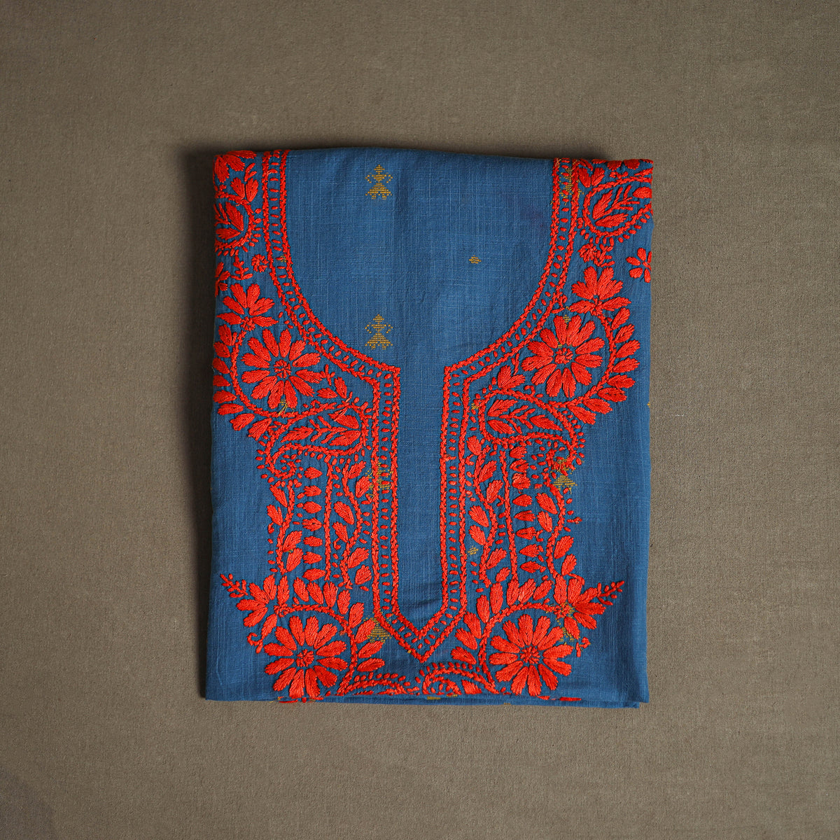 Lucknowi Chikankari Hand Embroidered Cotton Unstitched Kurta Material (2.5M) 19