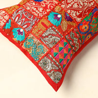 Orange - Khambadiya Patchwork Cotton Pillow Cover (24 x 17 in) 04