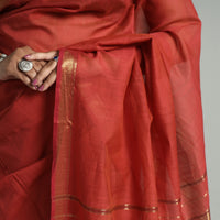 Red - Traditional Chanderi Silk Cotton Handloom Saree with Zari Border 38