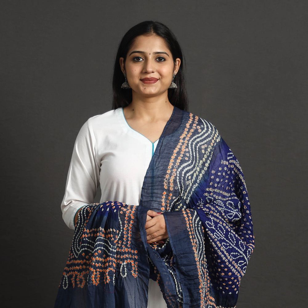 Blue - Kutch Tie-Dye Cotton Bandhani Dupatta 34