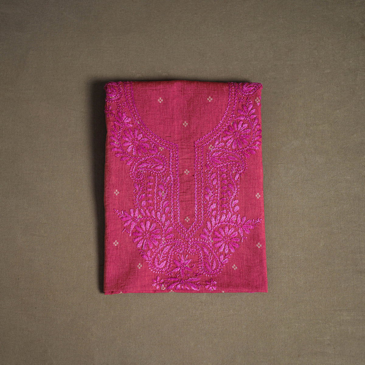 Lucknowi Chikankari Hand Embroidered Cotton Unstitched Kurta Material (2.5M) 22
