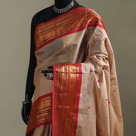 Beige - Kanchipuram Buti Cotton Saree with Border 02